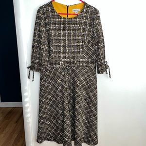 Shelby & Palmer Built-In Tie Belt and Sleeve Design Midi Dress Size 16